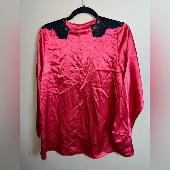 Vintage Victoria’s Secret Gold Label Pink Polka Dot Lace Overshirt Robe Small - Picture 4 of 4